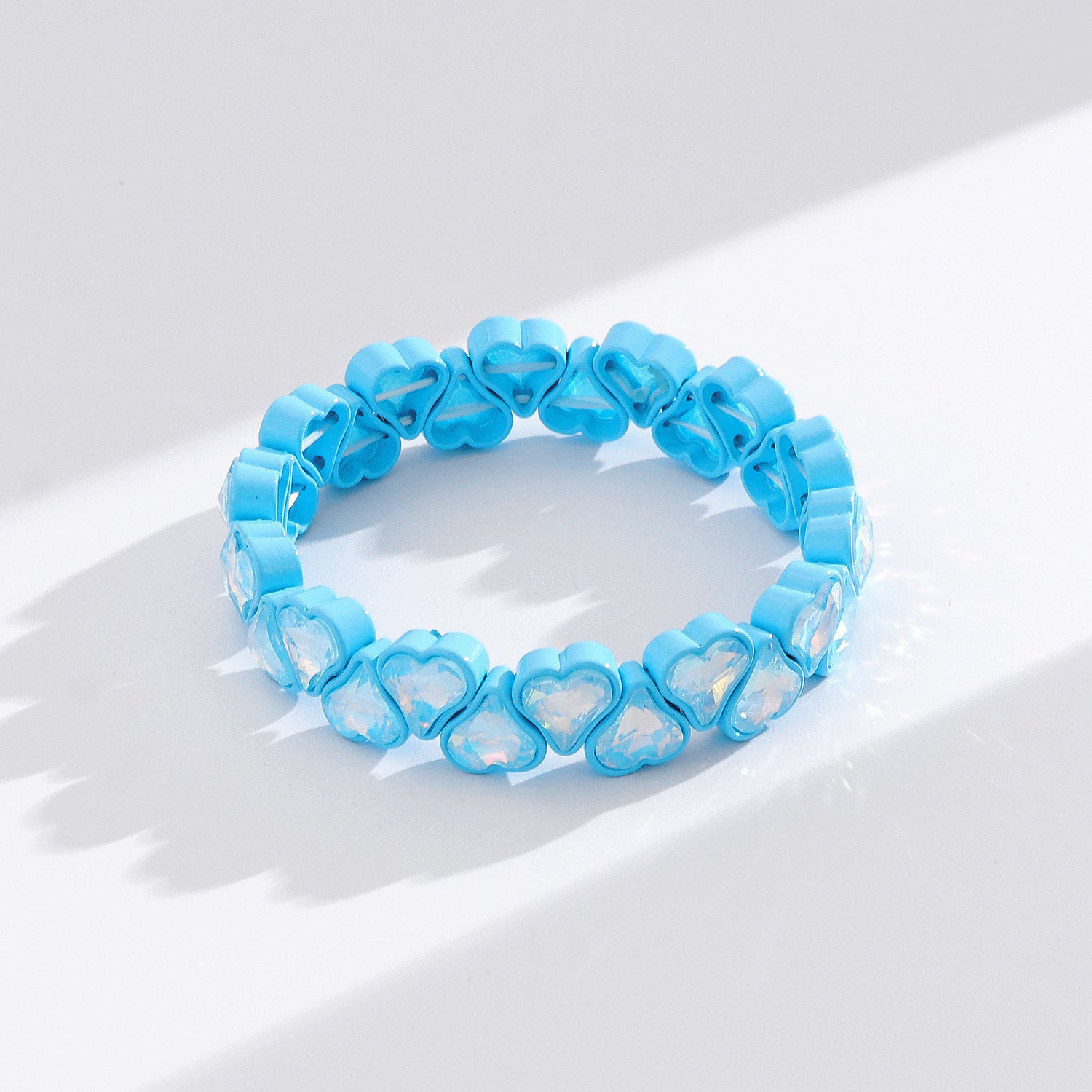 Heart Shape Bracelets For Women With Elastic String Chain, Zinc Alloy Material Featuring Rhinestones, Perfect For Business