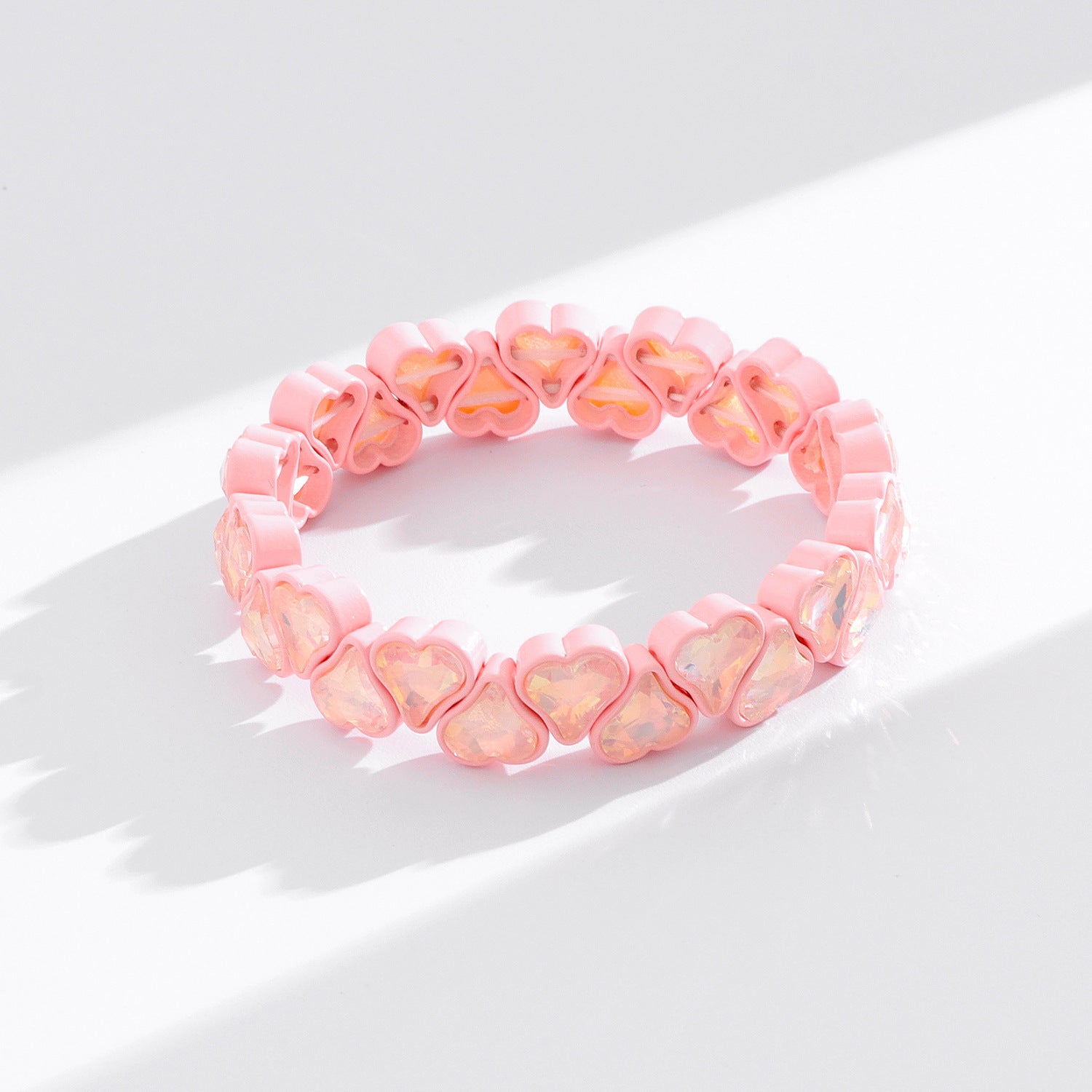 Heart Shape Bracelets For Women With Elastic String Chain, Zinc Alloy Material Featuring Rhinestones, Perfect For Business