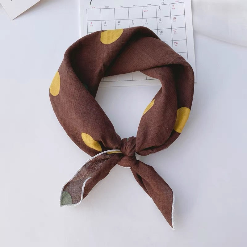 New Style Cotton And Linen Bandana With Flowers Pattern In Airy Blue, Perfect For Spring & Summer