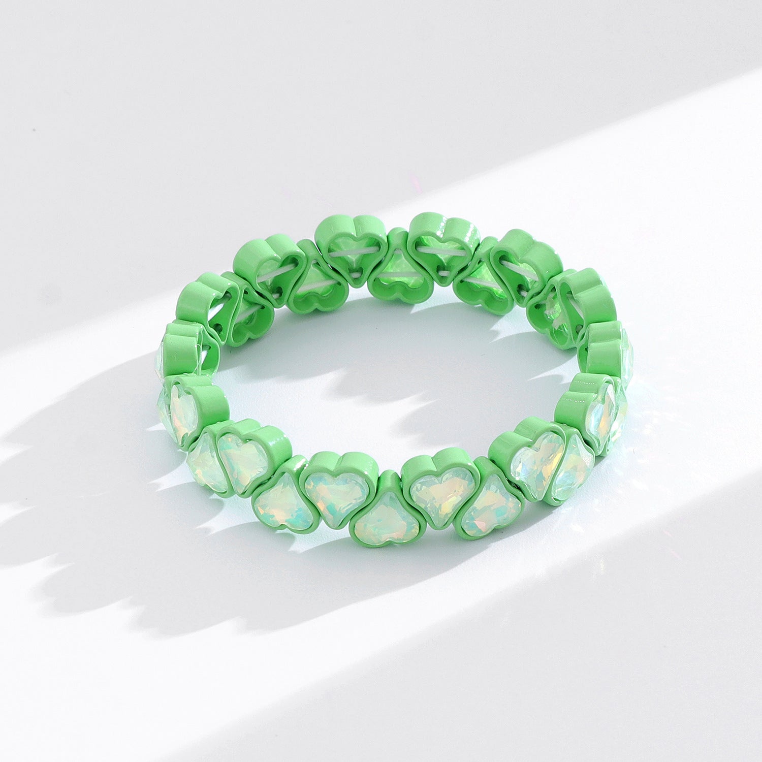 Heart Shape Bracelets For Women With Elastic String Chain, Zinc Alloy Material Featuring Rhinestones, Perfect For Business