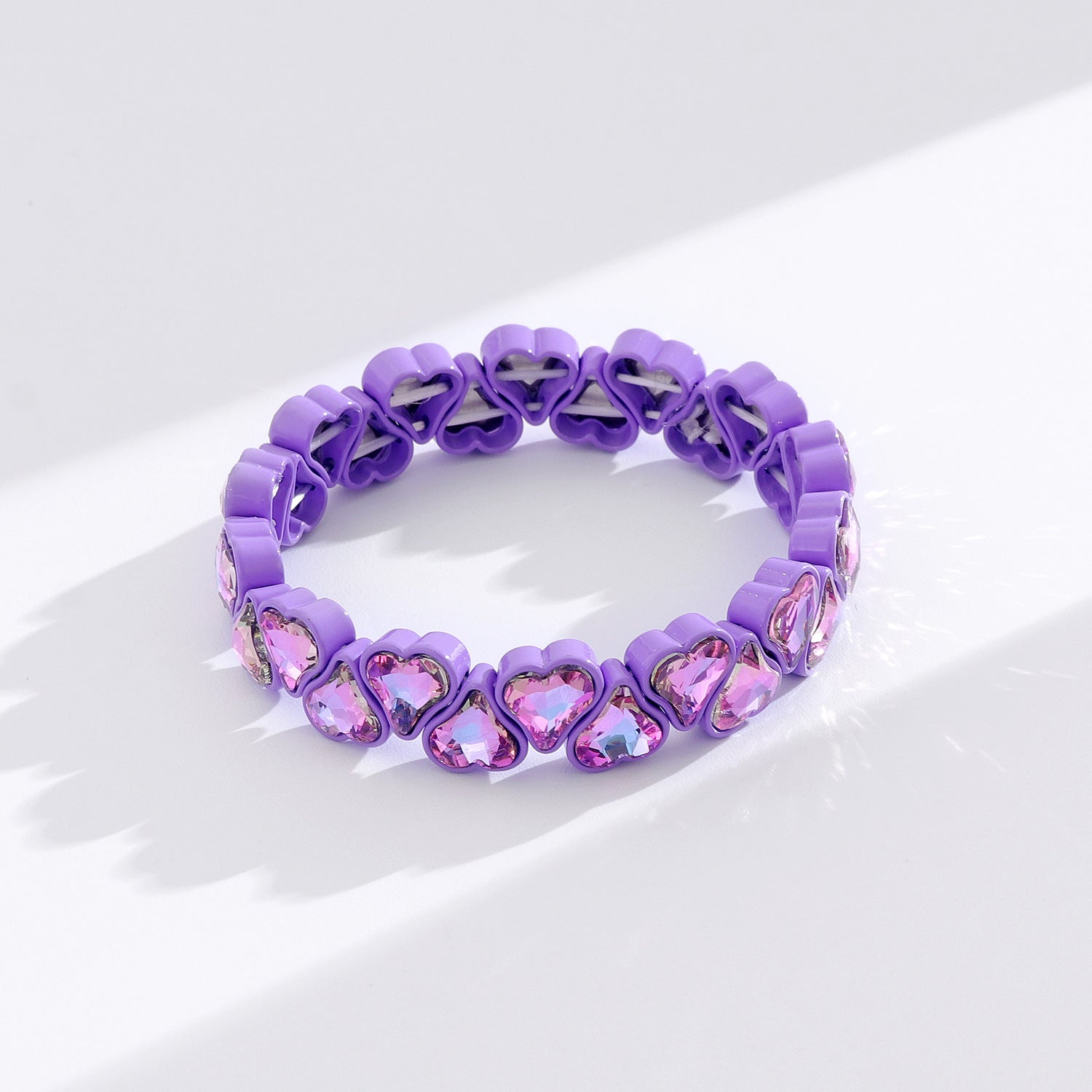 Heart Shape Bracelets For Women With Elastic String Chain, Zinc Alloy Material Featuring Rhinestones, Perfect For Business