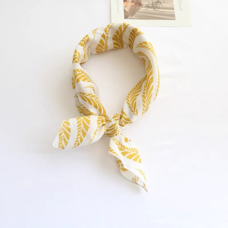 New Style Cotton And Linen Bandana With Flowers Pattern In Airy Blue, Perfect For Spring & Summer