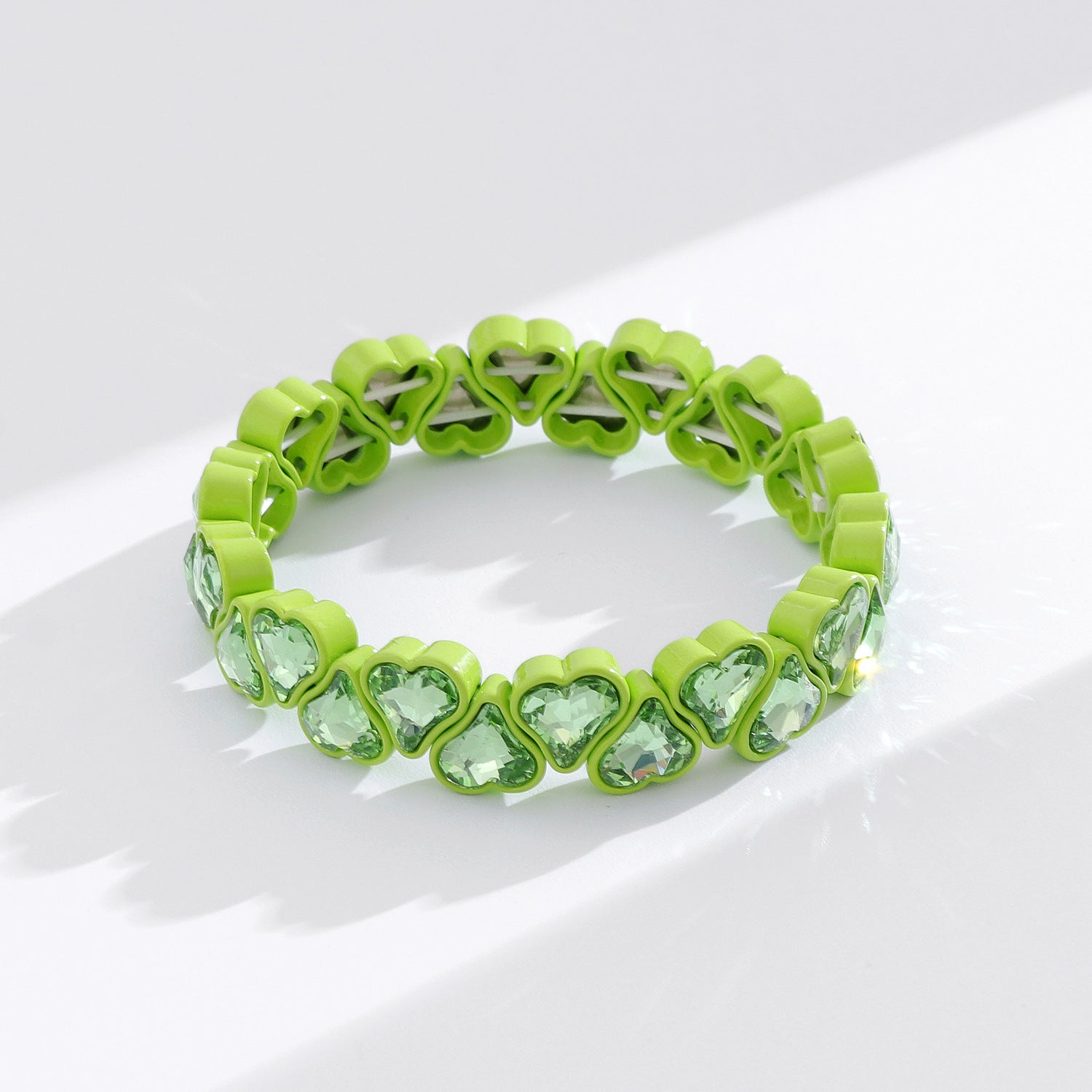 Heart Shape Bracelets For Women With Elastic String Chain, Zinc Alloy Material Featuring Rhinestones, Perfect For Business