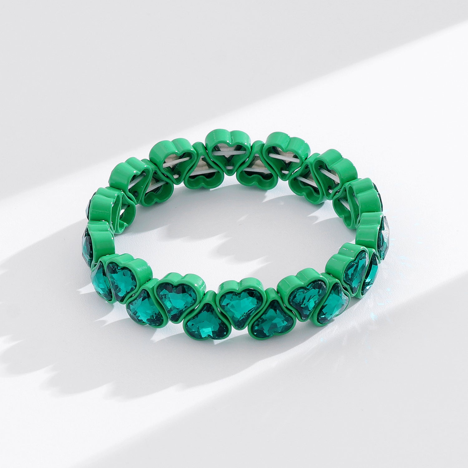 Heart Shape Bracelets For Women With Elastic String Chain, Zinc Alloy Material Featuring Rhinestones, Perfect For Business