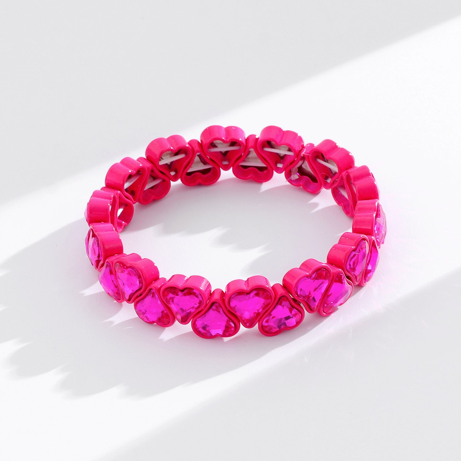 Heart Shape Bracelets For Women With Elastic String Chain, Zinc Alloy Material Featuring Rhinestones, Perfect For Business