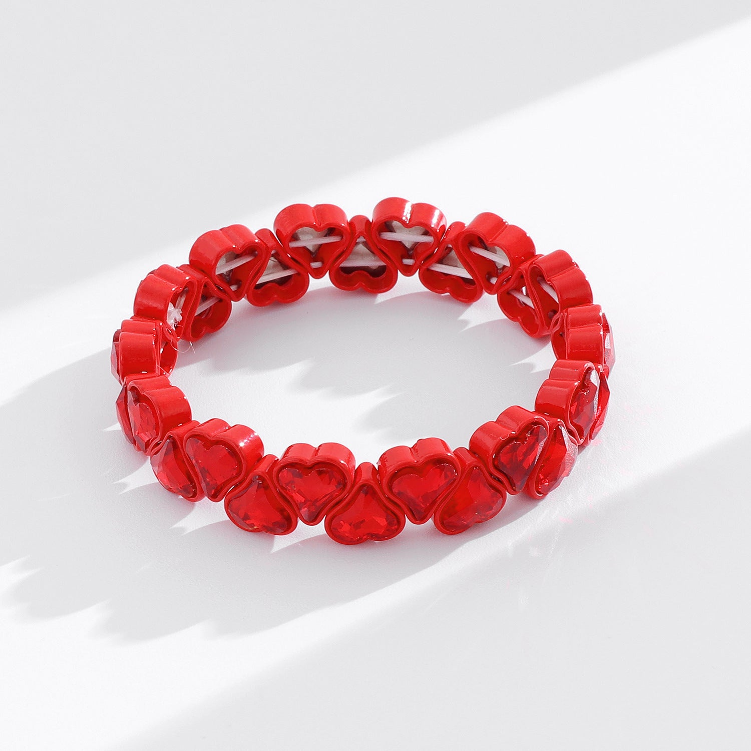 Heart Shape Bracelets For Women With Elastic String Chain, Zinc Alloy Material Featuring Rhinestones, Perfect For Business