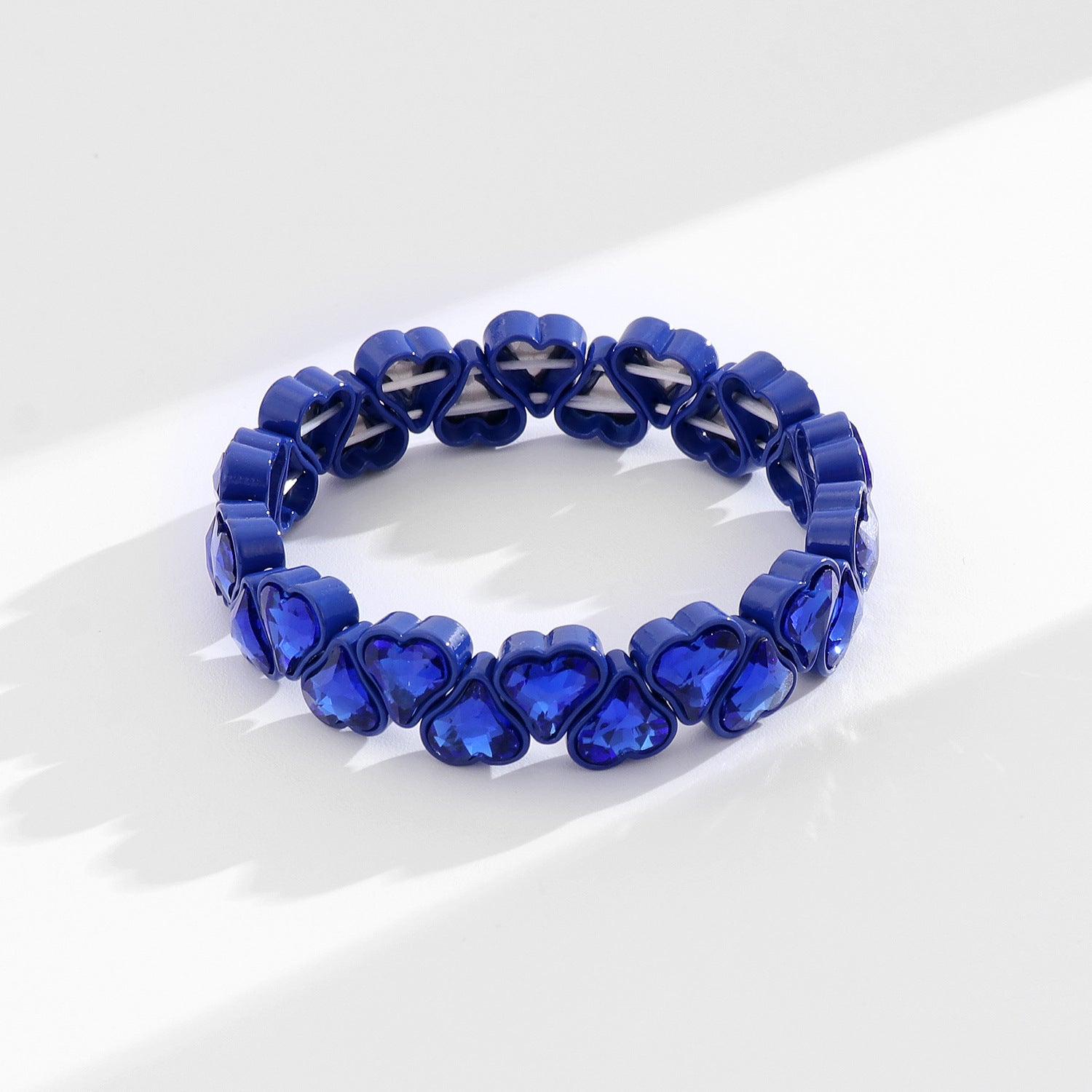 Heart Shape Bracelets For Women With Elastic String Chain, Zinc Alloy Material Featuring Rhinestones, Perfect For Business