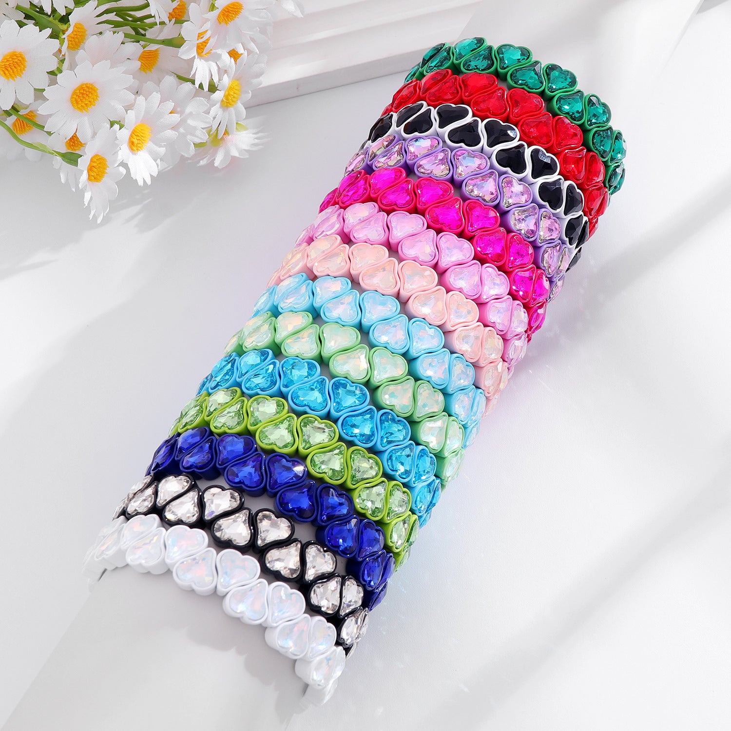 Heart Shape Bracelets For Women With Elastic String Chain, Zinc Alloy Material Featuring Rhinestones, Perfect For Business