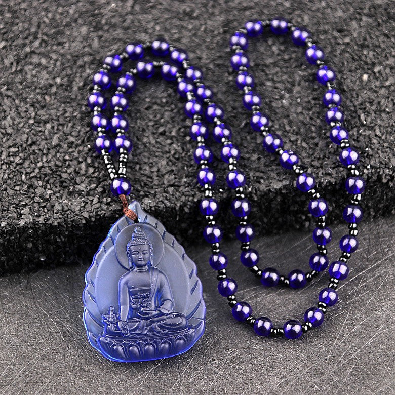 Ethnic Style Buddha Pendant Made Of Glass With Glass Inlay, Unisex Design In Green