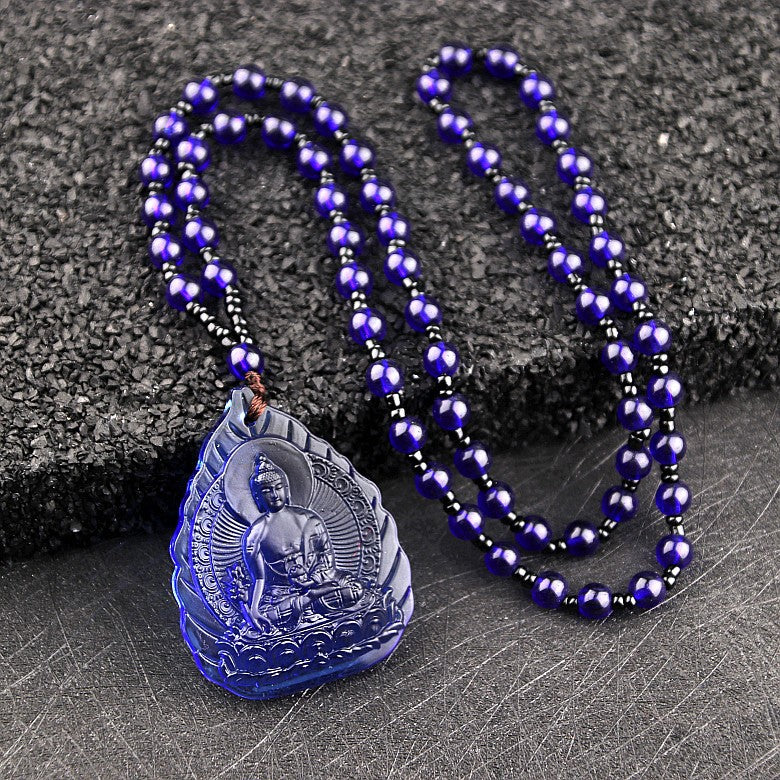 Ethnic Style Buddha Pendant Made Of Glass With Glass Inlay, Unisex Design In Green