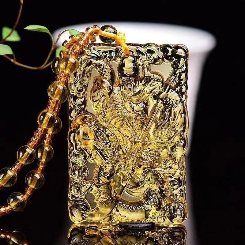 Ethnic Style Buddha Pendant Made Of Glass With Glass Inlay, Unisex Design In Green