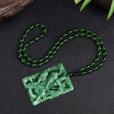 Ethnic Style Buddha Pendant Made Of Glass With Glass Inlay, Unisex Design In Green