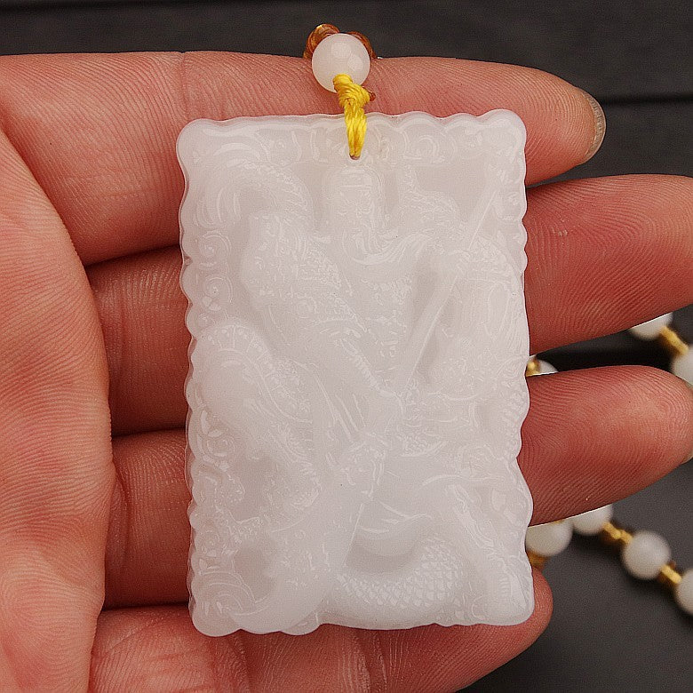 Ethnic Style Buddha Pendant Made Of Glass With Glass Inlay, Unisex Design In Green