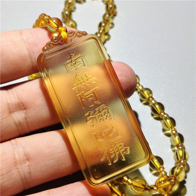 Ethnic Style Buddha Pendant Made Of Glass With Glass Inlay, Unisex Design In Green