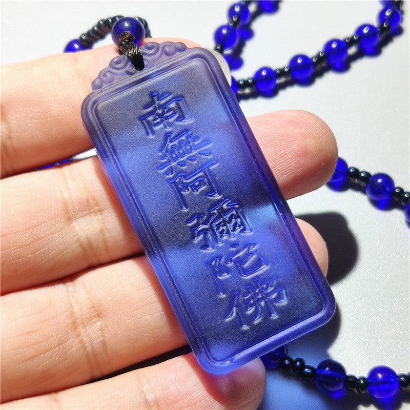 Ethnic Style Buddha Pendant Made Of Glass With Glass Inlay, Unisex Design In Green