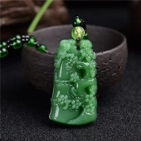 Handmade Ethnic Style Dragon Necklace In Dark Green With Acrylic Pendant And Ball Chain For Unisex