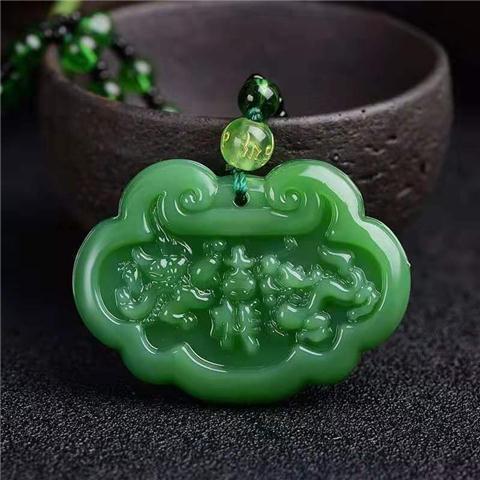 Handmade Ethnic Style Dragon Necklace In Dark Green With Acrylic Pendant And Ball Chain For Unisex