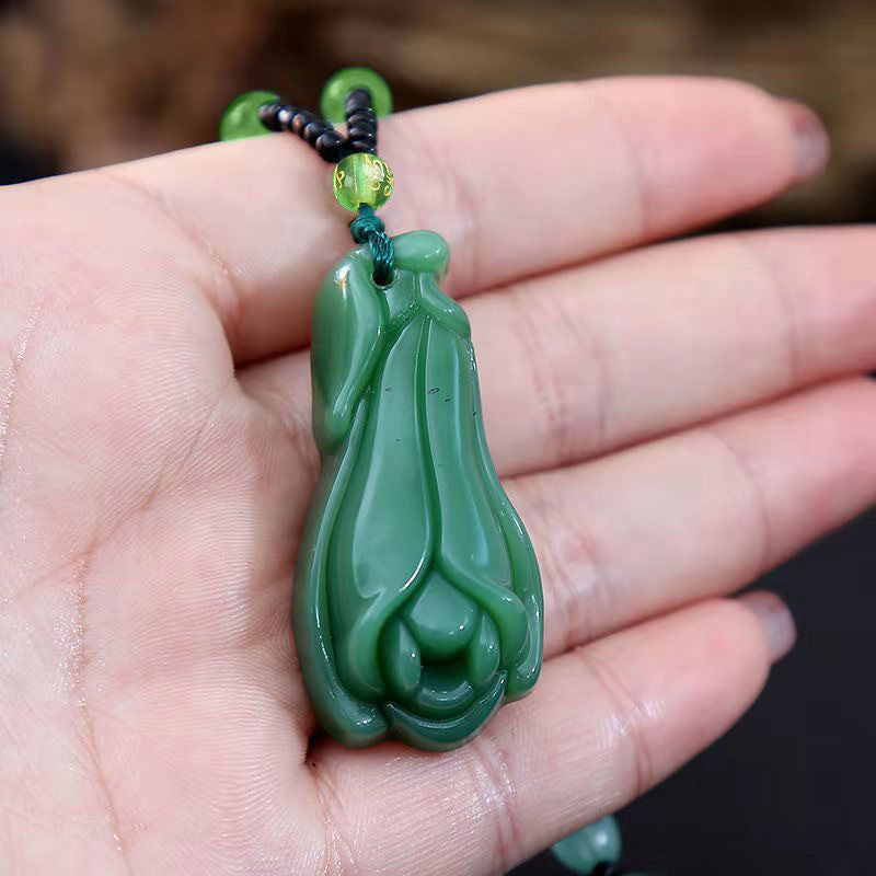 Handmade Ethnic Style Dragon Necklace In Dark Green With Acrylic Pendant And Ball Chain For Unisex