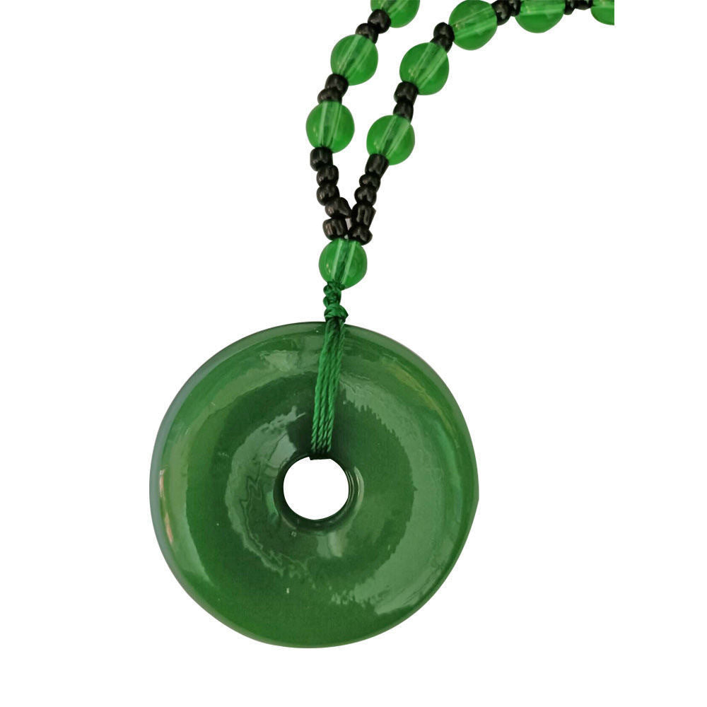Handmade Ethnic Style Dragon Necklace In Dark Green With Acrylic Pendant And Ball Chain For Unisex