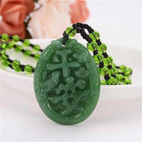 Handmade Ethnic Style Dragon Necklace In Dark Green With Acrylic Pendant And Ball Chain For Unisex