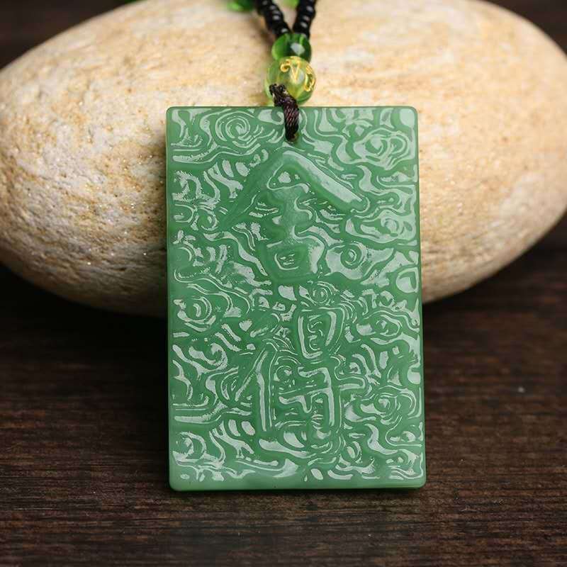 Handmade Ethnic Style Dragon Necklace In Dark Green With Acrylic Pendant And Ball Chain For Unisex