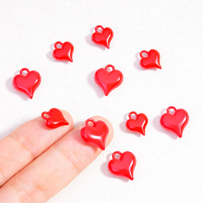 Heart Shape Alloy Pendant With Stoving Varnish In Modern Style, Red Jewelry Accessories