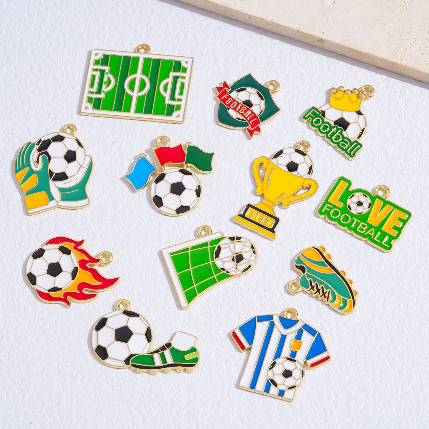Football Pendant Made Of Alloy Featuring Enamel Craft, Sport Style Jewelry Accessory
