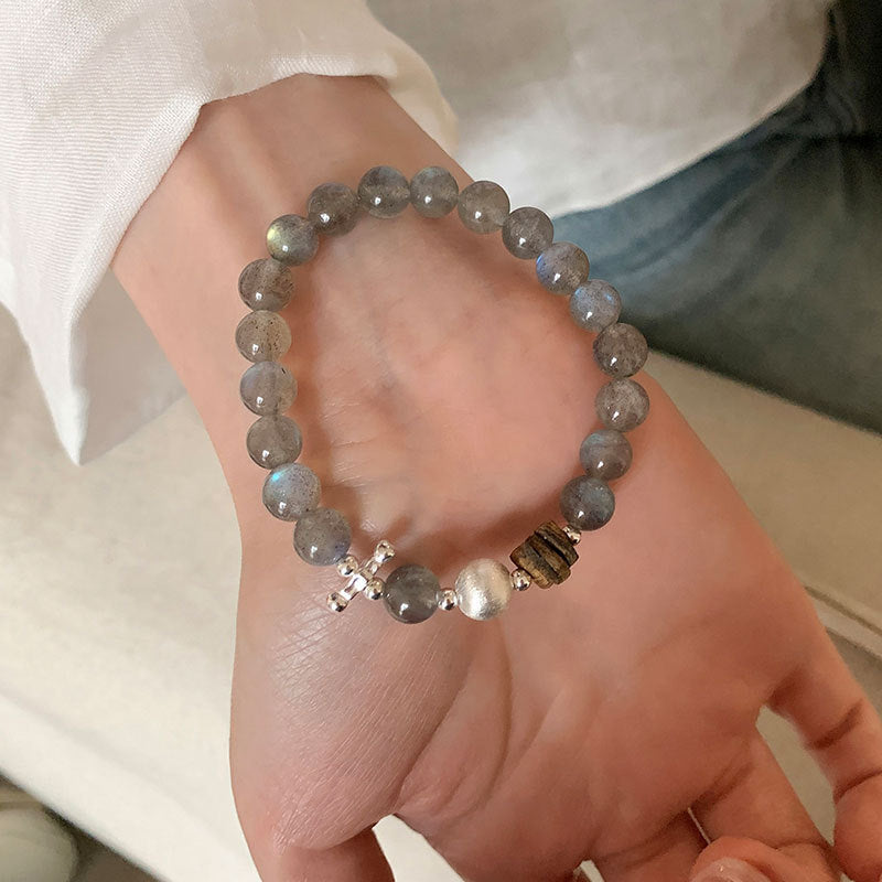 Beading Cat's Eye Stone Bracelet With Elastic String, Simple Style For Women
