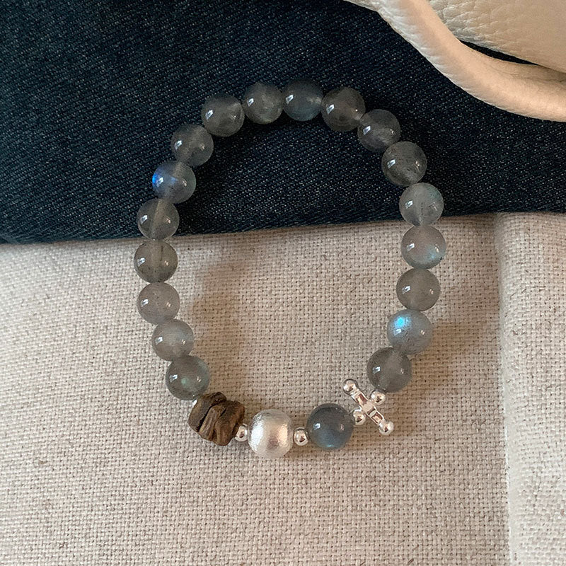 Beading Cat's Eye Stone Bracelet With Elastic String, Simple Style For Women