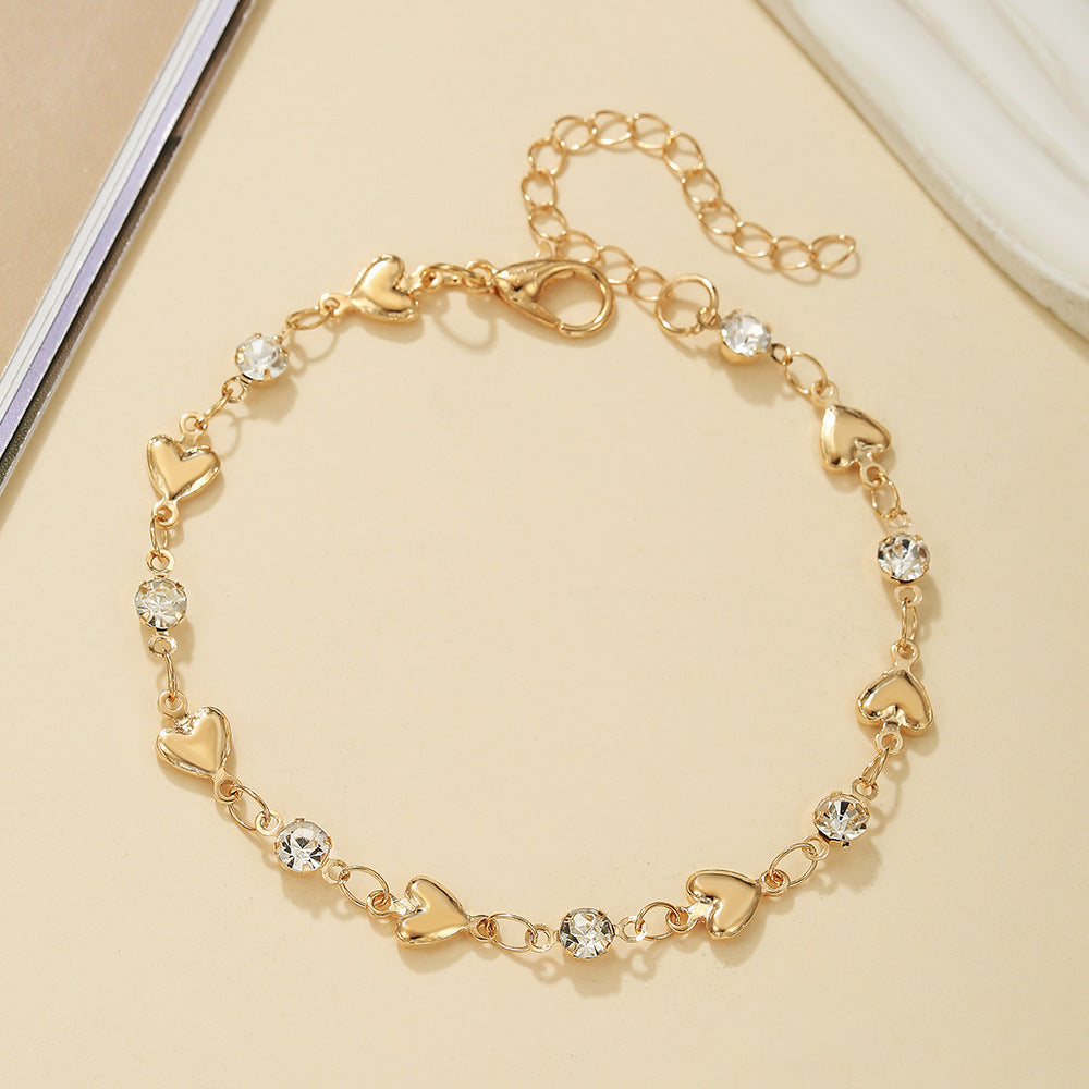 Sweet Hexagon Braid Rope Bracelet In Gold With Crystal Inlay, Unisex Design