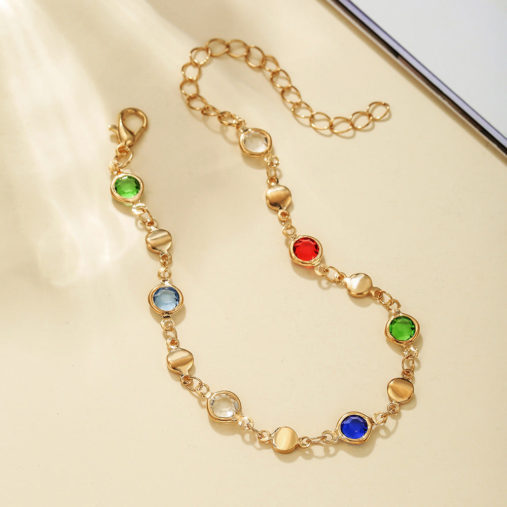 Sweet Hexagon Braid Rope Bracelet In Gold With Crystal Inlay, Unisex Design