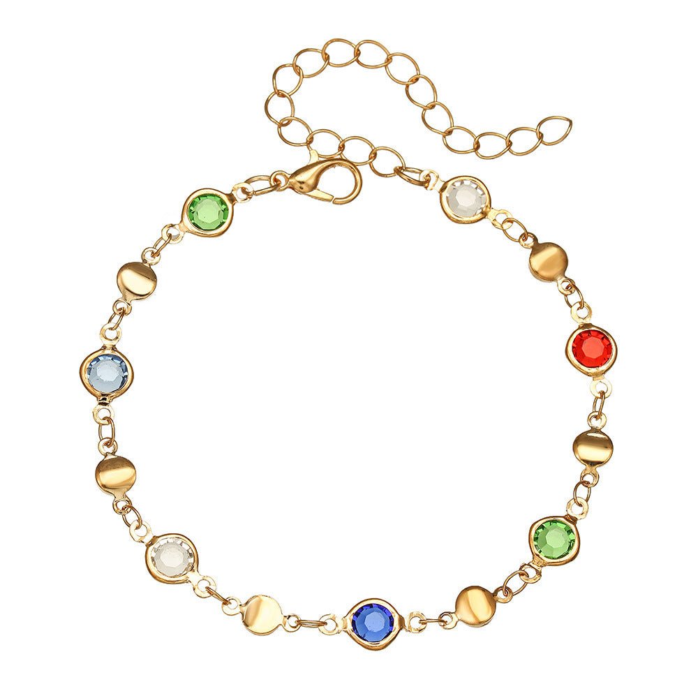 Sweet Hexagon Braid Rope Bracelet In Gold With Crystal Inlay, Unisex Design