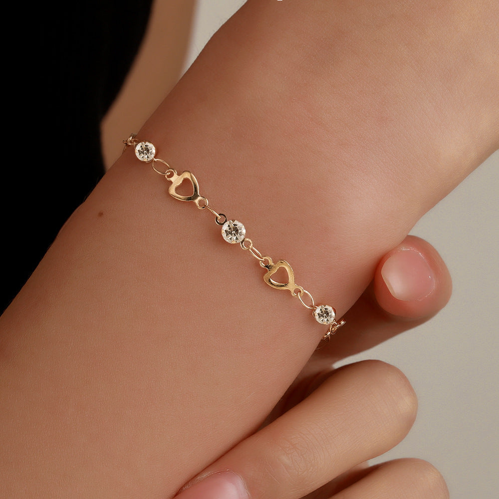 Sweet Hexagon Braid Rope Bracelet In Gold With Crystal Inlay, Unisex Design