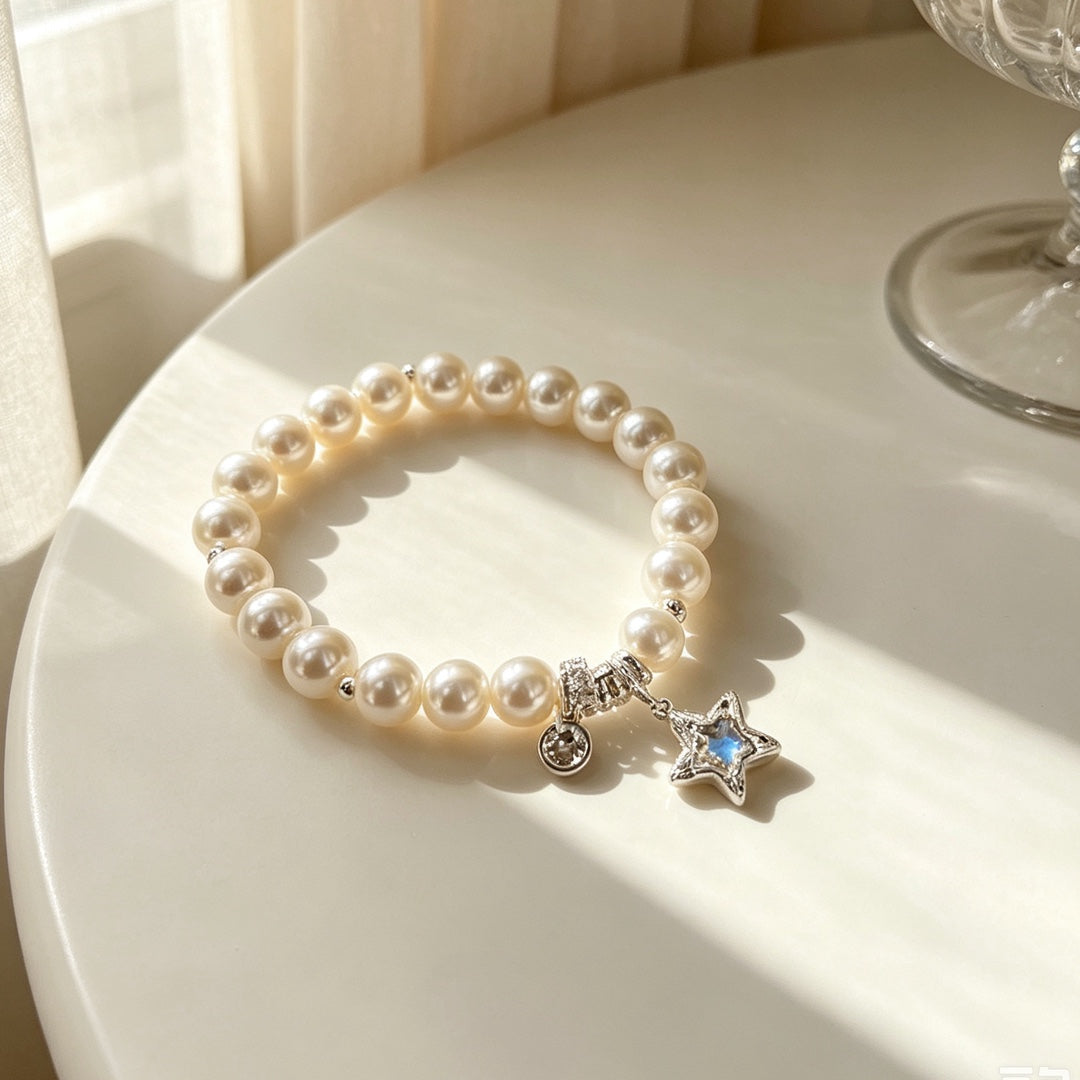 Cute Cat Beaded Copper Bracelet For Women With Elastic String Beaded Chain