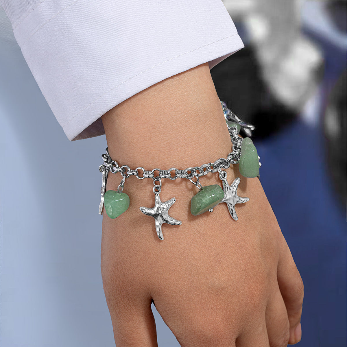 Bohemian Starfish Bracelet For Women With Electroplated Alloy Finish, Perfect For Beach Wear