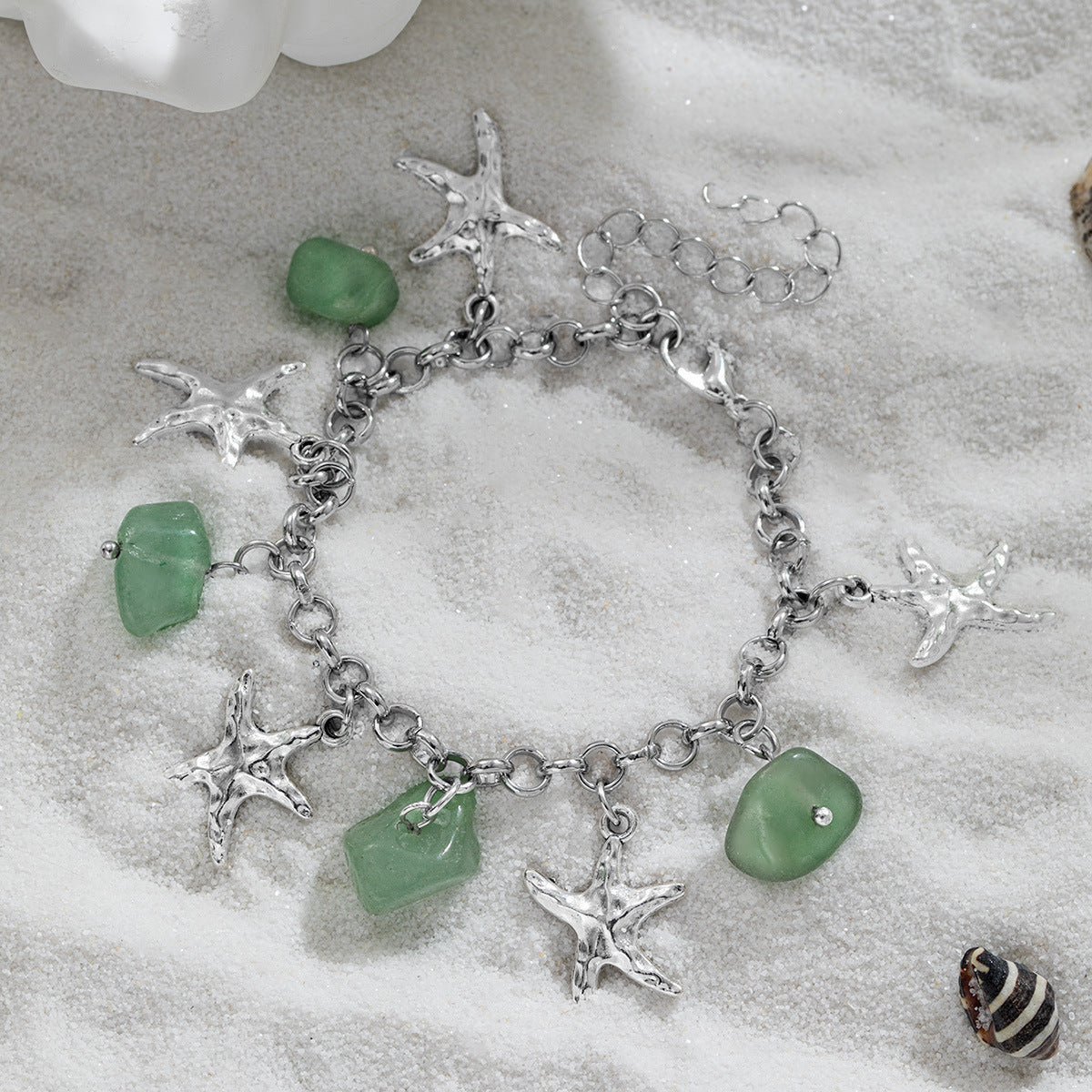 Bohemian Starfish Bracelet For Women With Electroplated Alloy Finish, Perfect For Beach Wear