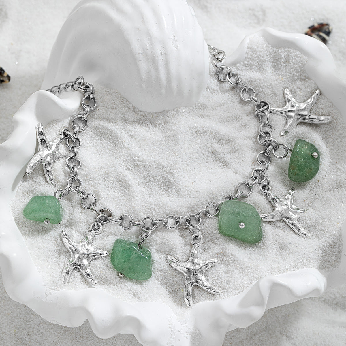 Bohemian Starfish Bracelet For Women With Electroplated Alloy Finish, Perfect For Beach Wear