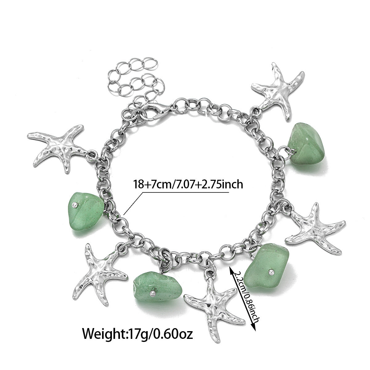 Bohemian Starfish Bracelet For Women With Electroplated Alloy Finish, Perfect For Beach Wear