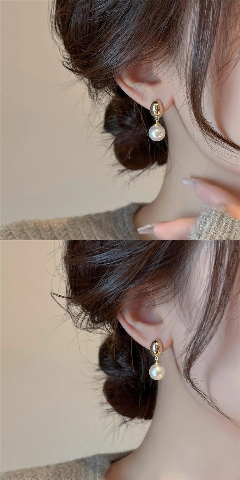 Heart Shape Simple Style Earrings With Freshwater Pearl Inlay, Electroplated Metal And Copper Ear Pins For Women