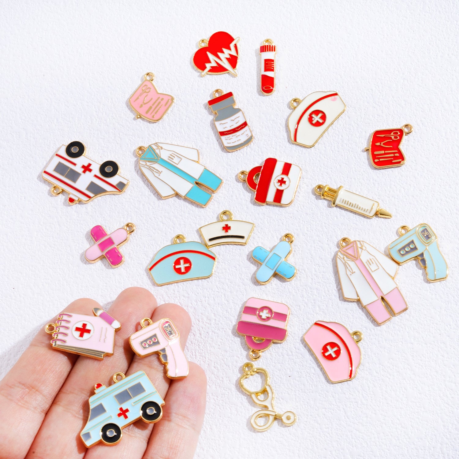Alloy Pendant Featuring Enamel Craftsmanship In Natural Pink With Cartoon Style For Jewelry Accessories