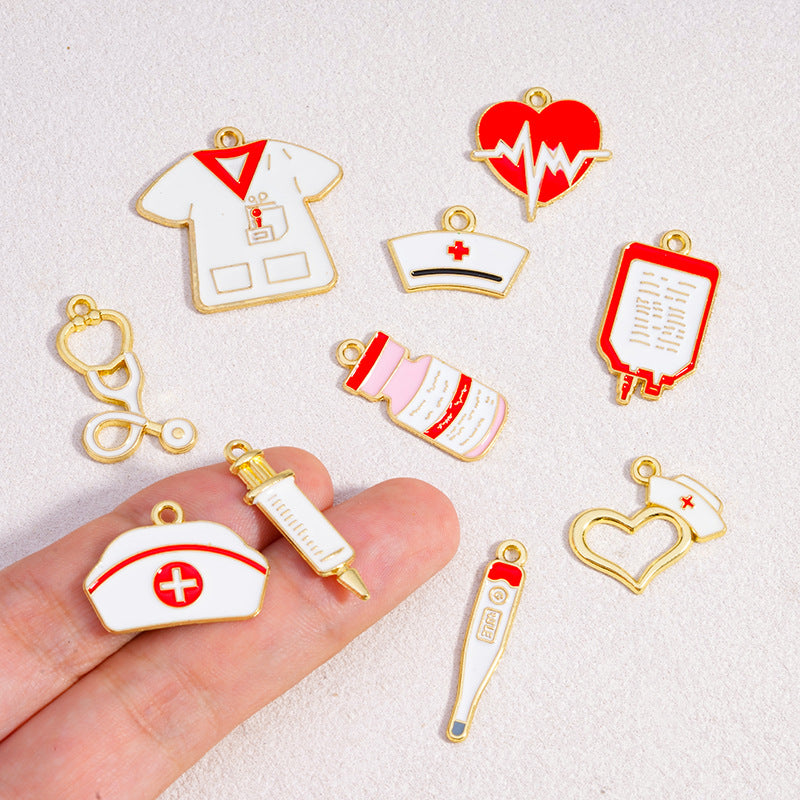 Alloy Pendant Featuring Enamel Craftsmanship In Natural Pink With Cartoon Style For Jewelry Accessories