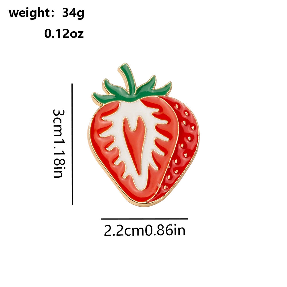 Fruit Pin In Red Alloy With Electroplated Finish