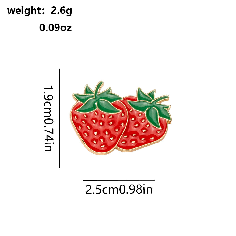 Fruit Pin In Red Alloy With Electroplated Finish