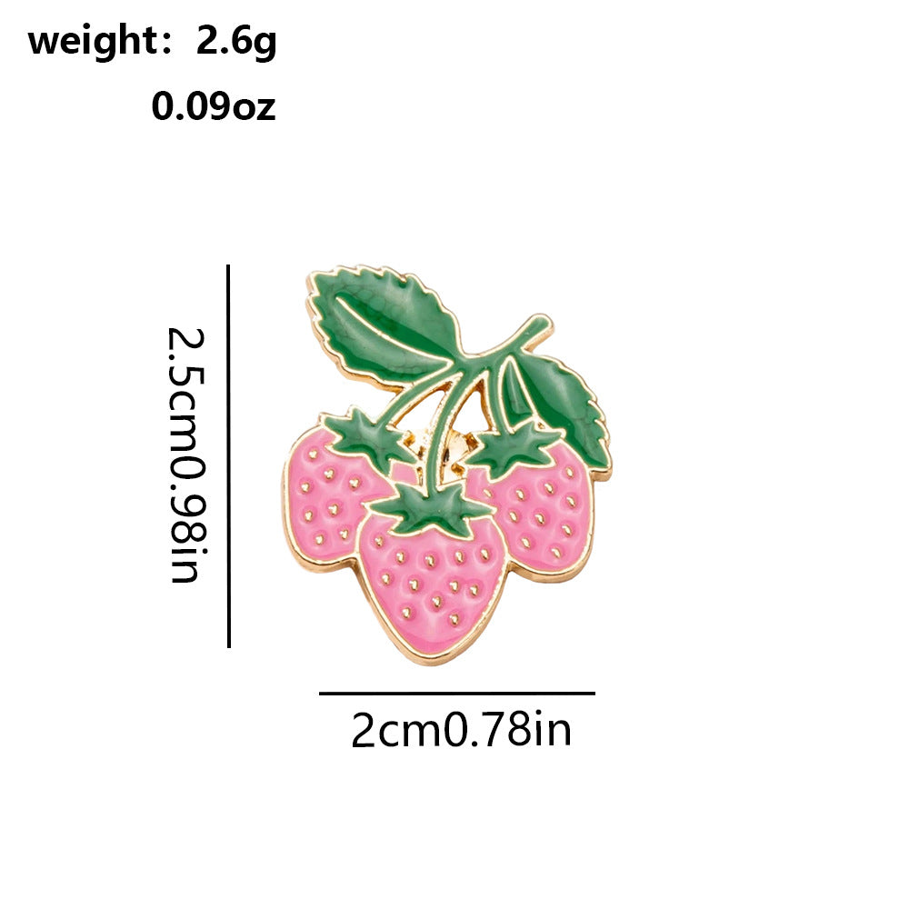 Fruit Pin In Red Alloy With Electroplated Finish