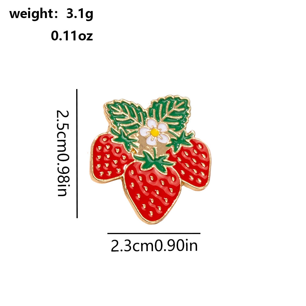 Fruit Pin In Red Alloy With Electroplated Finish