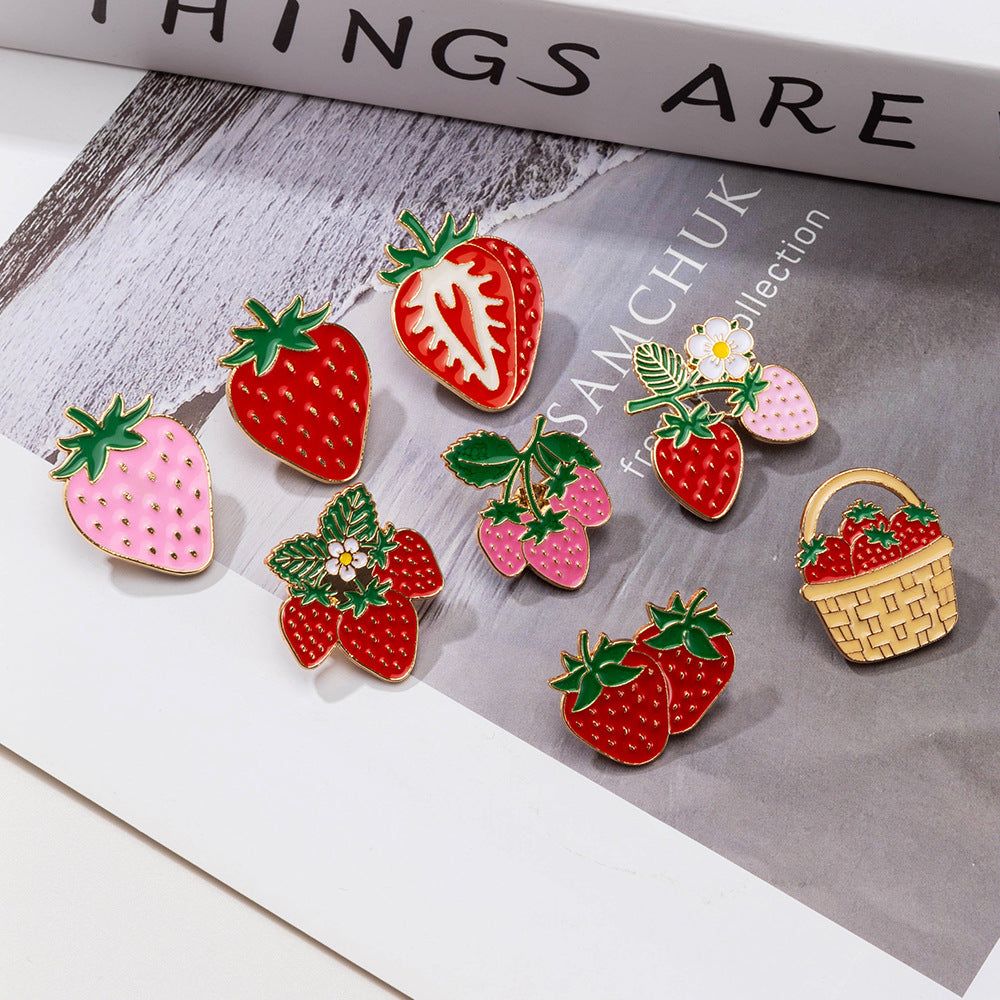 Fruit Pin In Red Alloy With Electroplated Finish