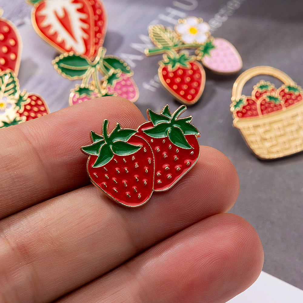 Fruit Pin In Red Alloy With Electroplated Finish