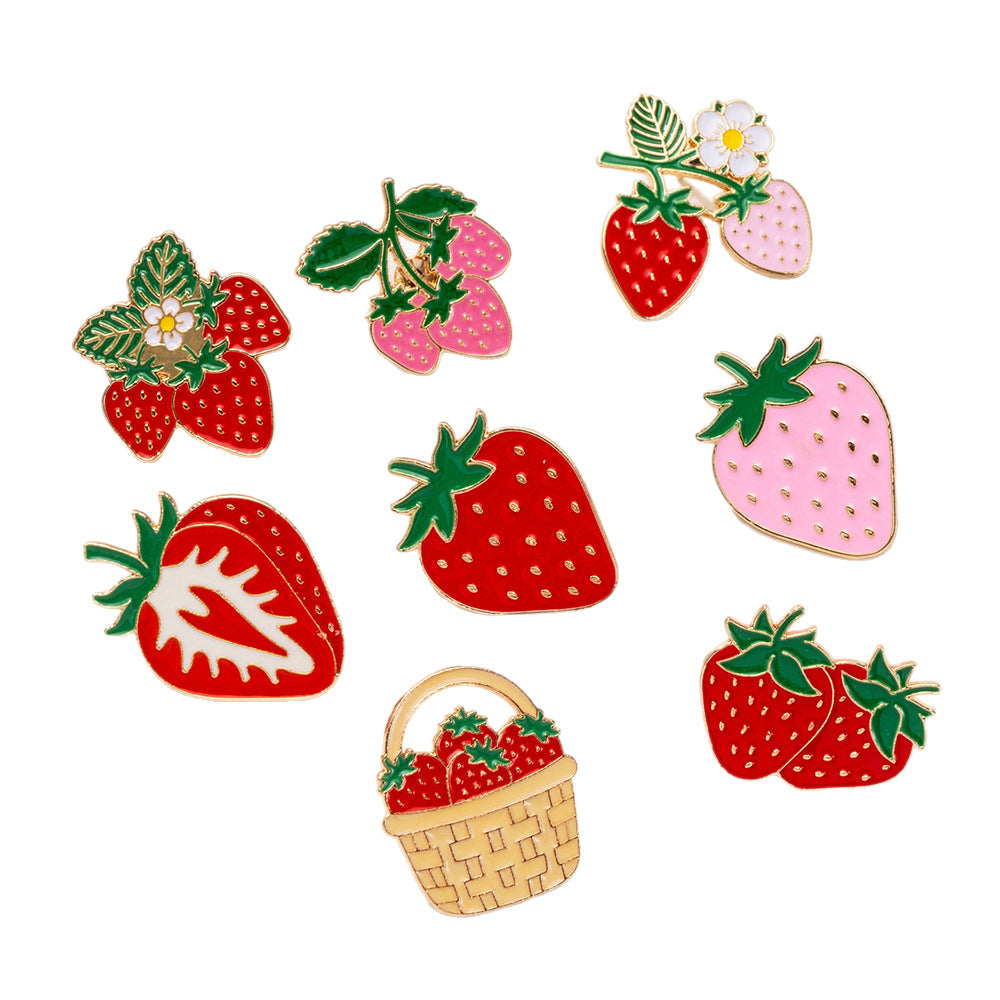 Fruit Pin In Red Alloy With Electroplated Finish