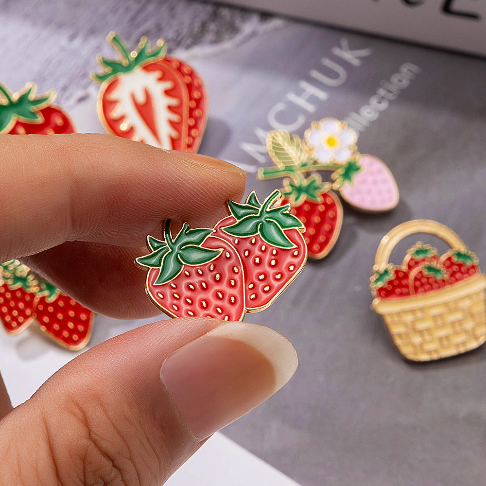 Fruit Pin In Red Alloy With Electroplated Finish