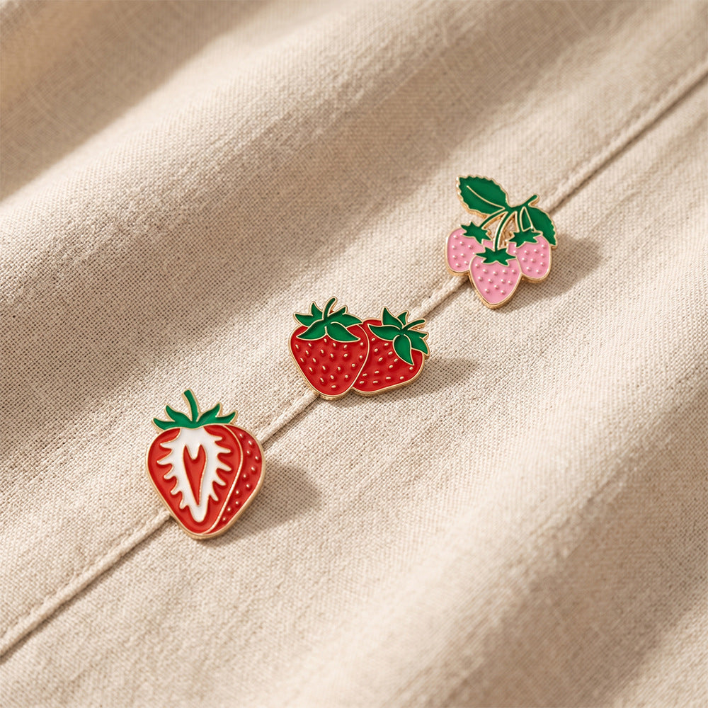 Fruit Pin In Red Alloy With Electroplated Finish